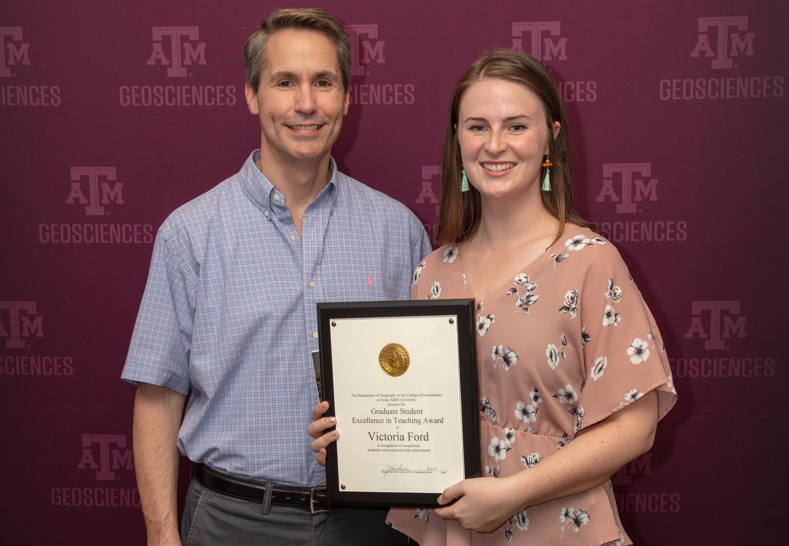 Dr. Frauenfeld and Victoria Ford at the 2019 graduation reception