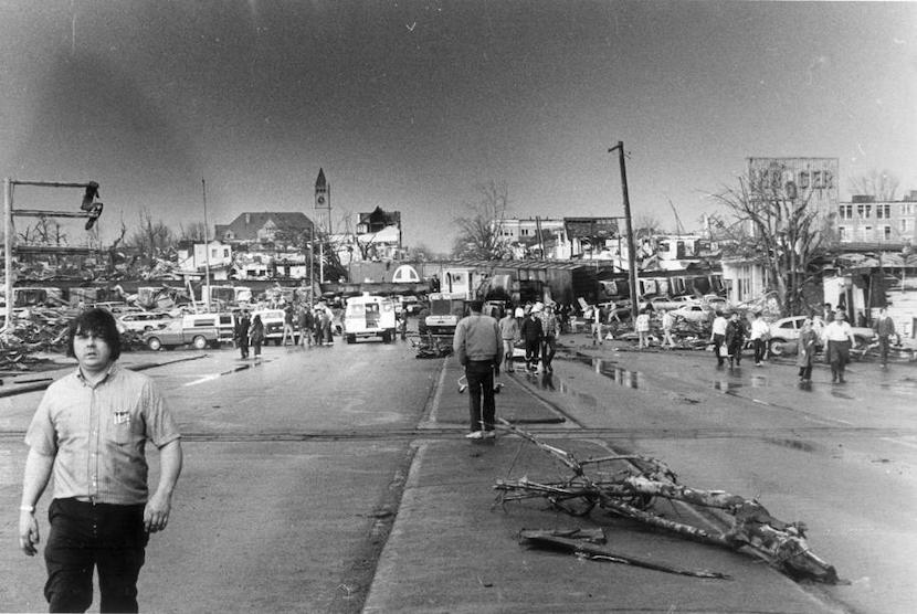 Tornado damage from the April 3, 1974 Xenia, Ohio tornado. Credit: Dayton Daily News.